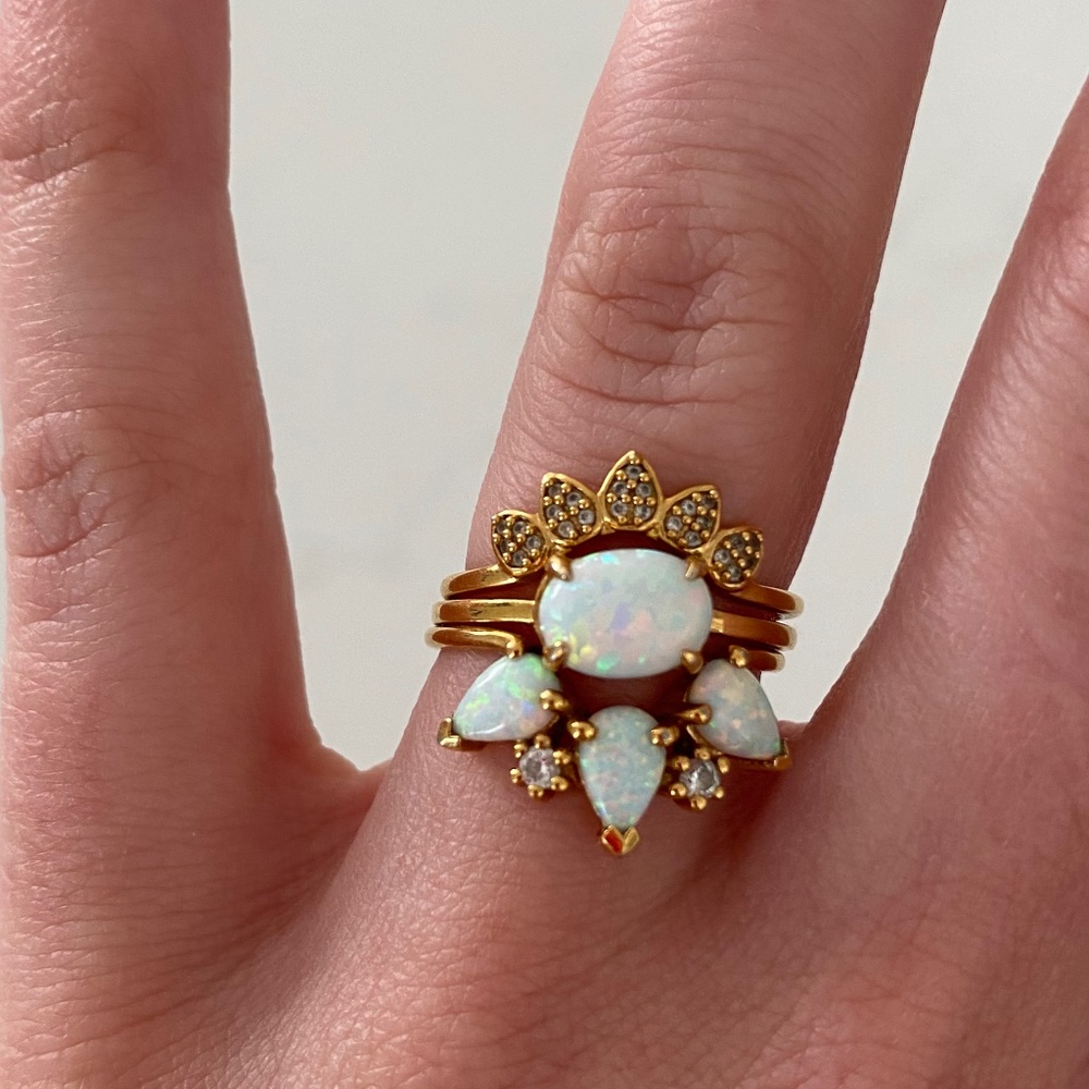 Local Eclectic opal stacking ring set
